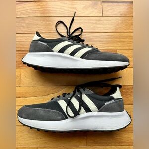 Adidas Black and White Retro Runner Sneakers
